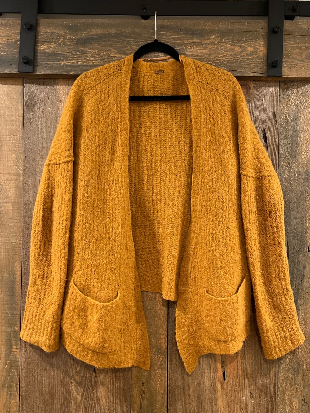 Free People Weekend Getaway Alpaca Blend Cardigan Sweater Mustard Yellow